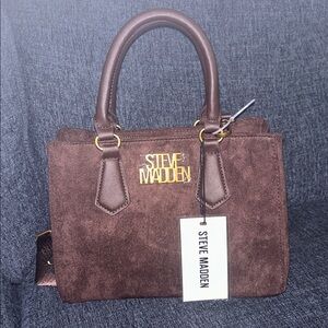 Steve Madden Chocolate Brown Suede Tote